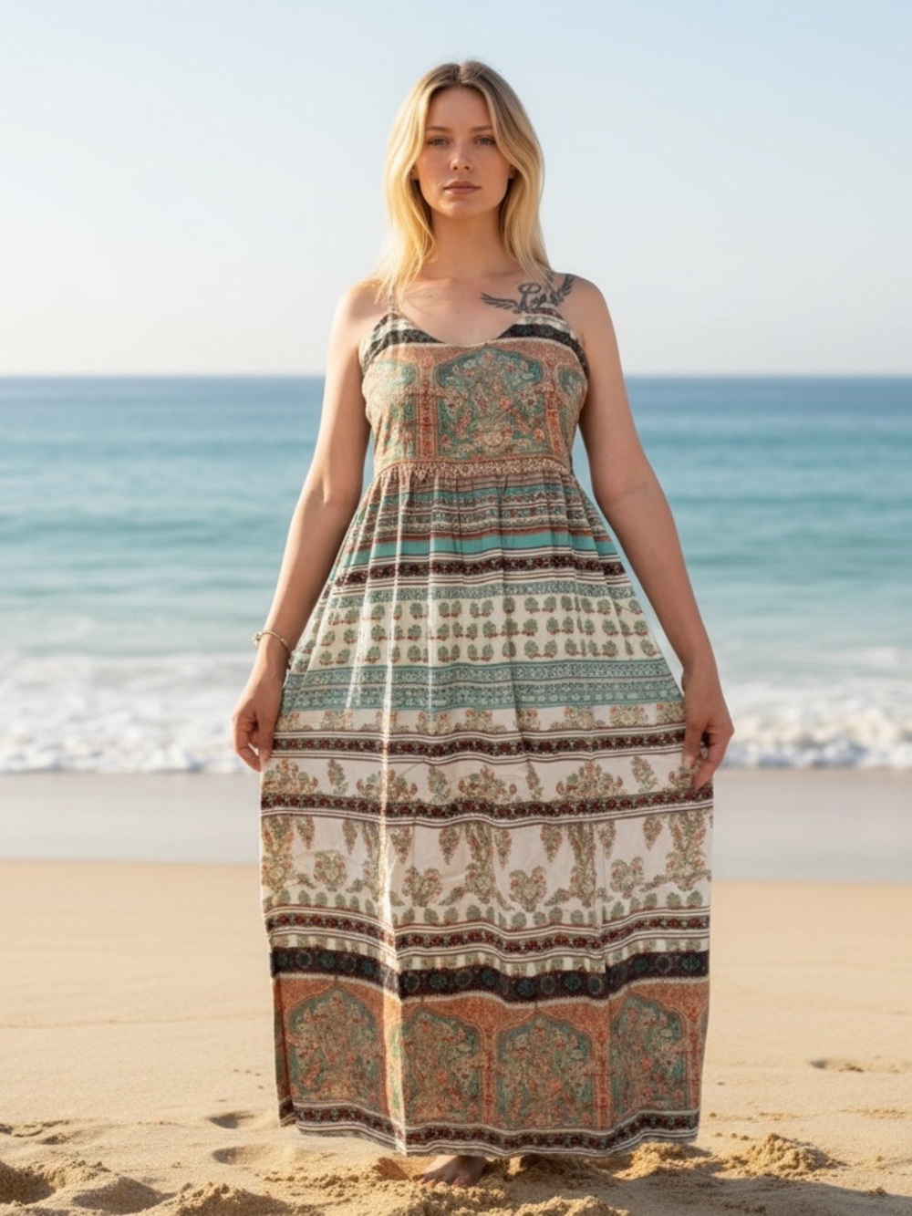 Cecico Boho Paisley Maxi Dress | Open Back | Rayon | Size Medium